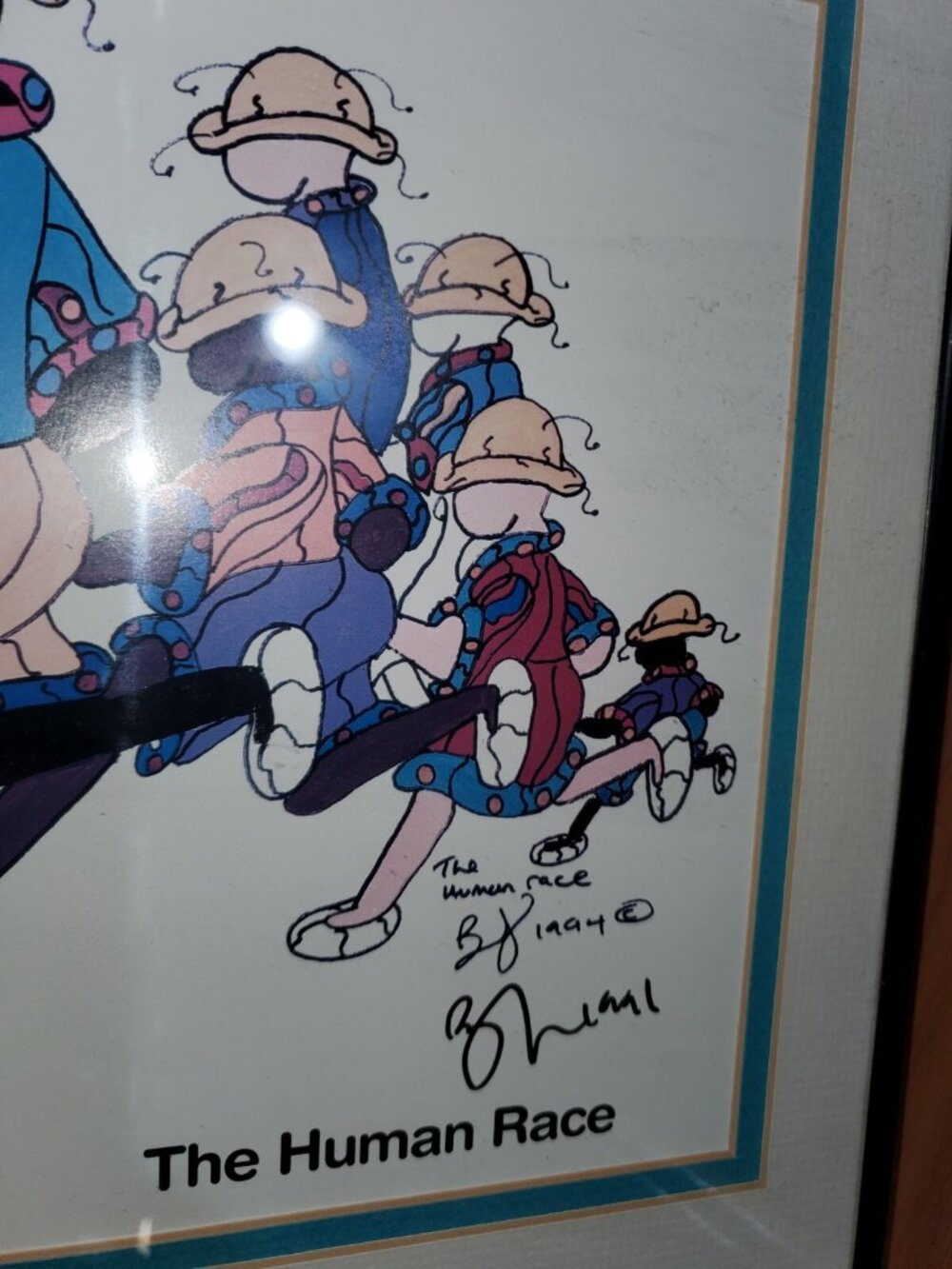 Vintage Art Print Framed Brian Joseph Signed Autographed Lithograph Human Race - Picture 4 of 6